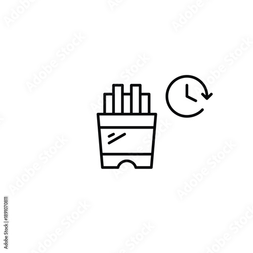 French fries and clock. Food scheduled delivery and meal pick-up on time. Takeaway fast food. Pixel perfect, editable stroke vector icon