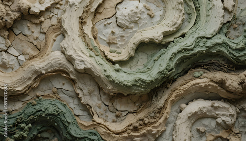 Earthy textured surface with swirling green and beige patterns