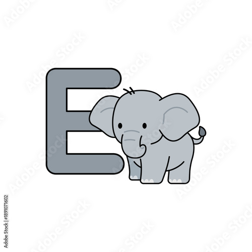 Vector Animal Alphabet Cartoon Elephant Illustration