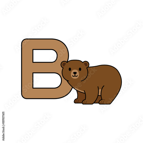 Vector Animal Alphabet Cartoon Bear Illustration