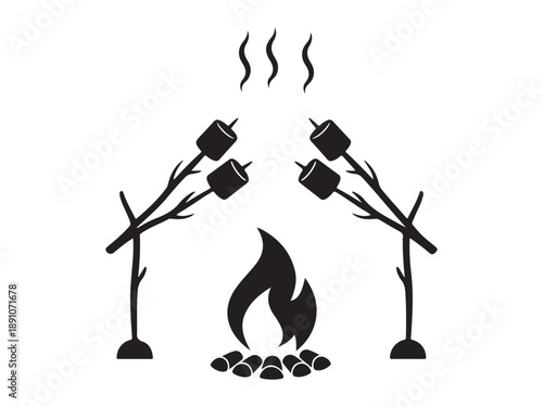 Campfire with Marshmallows Roasting on Sticks