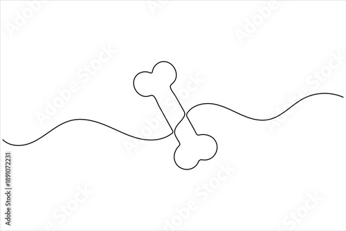 Bone continuous single line art drawing minimalist modern editable vector symbol isolated.