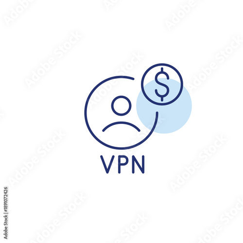 VPN user, paid subscription plan cost. Pixel perfect, editable stroke vector icon