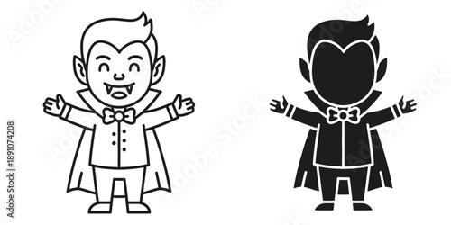 Cute cartoon vampires in playful poses for Halloween designs