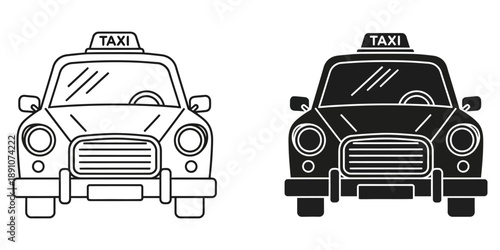 Modern taxi cars in black and white for urban transportation needs