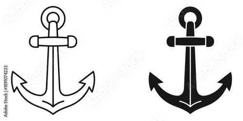 Two anchor icons in black and white on clean background
