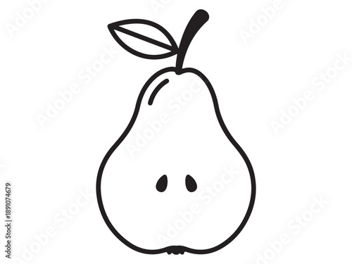 Cartoon Pear Illustration for Kids Coloring Book