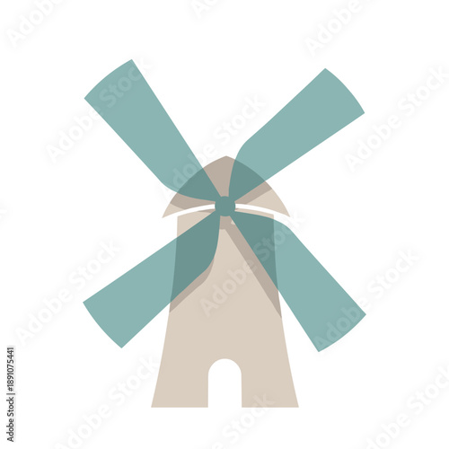 Abstract windmill illustration with stylized blades in soft colors  