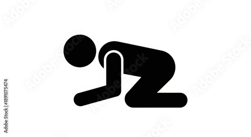 Person kneeling on one knee in black silhouette on white background symbolizing prayer reflection or submission