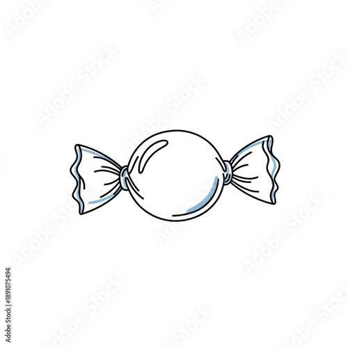 Wrapped candy with ribbon details in outline style  