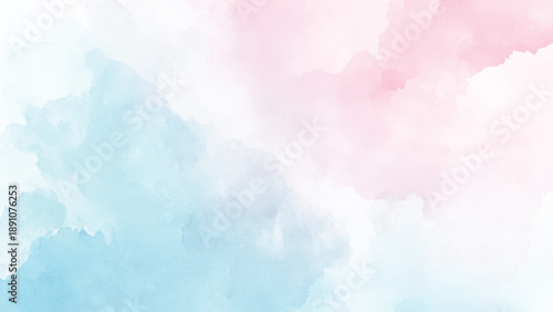 blue watercolor paint background design with colorful orange pink borders and bright center, watercolor bleed and fringe with vibrant distressed grunge texture
