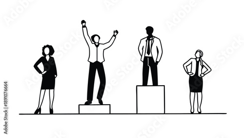 silhouette of business people posing isolated 