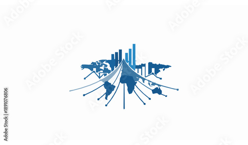 Global Financial Statistics and Digital Economy Growth Logo Vector Illustration