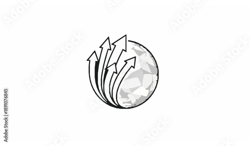 Abstract Global Financial Growth and Virtual Economy Logo Vector Illustration