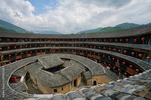 Fotografía Yongding Tulou Circular Fortress Detail, Fujian China