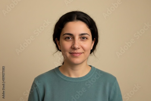 Portrait of a woman on a monochrome background. AI generated