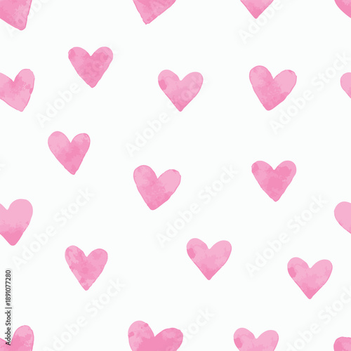 Seamless pattern with hand drawn cute pink hearts vector illustration