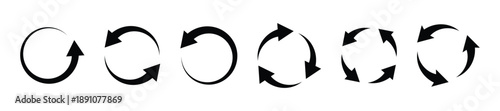 Cycle arrow icon set. Repeat, refresh, and reload symbol. Sync and rotation sign