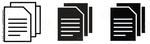 Stacked Document Icons Set – Files, Pages and Paperwork Management Symbols