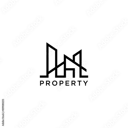 A line art icon logo of a modern house or home / real estate business