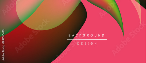 Abstract colorful design. Overlapping shapes create dynamic visual effect. Pink dominates with green, red accents. Text reads background design.