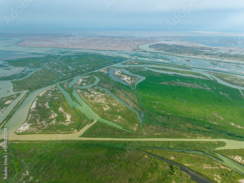 Yellow River Delta Wetlands Aerial View, Dongying China