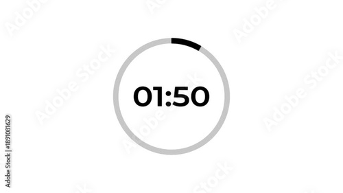 Wallpaper Mural Two minute countdown timer animation from 120 second to 0 second on white background, 2 minute countdown timer,countdown video with alpha channel. Torontodigital.ca