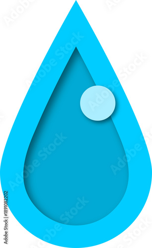 Blue water drop paper cut icon PNG