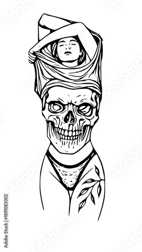 Surreal Skeleton Illustration