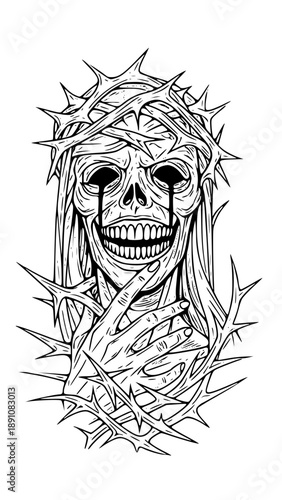 Crowned Skull with Tears