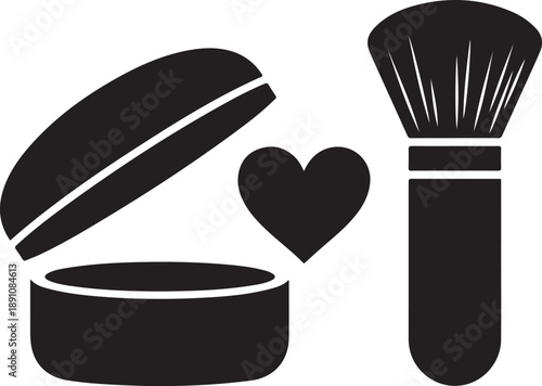 Makeup Compact with Brush Heart Beauty Cosmetic Icon