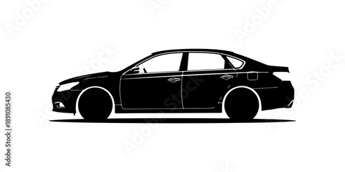 Black Sedan Car Side View Illustration