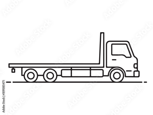 Flatbed Tow Truck Line Art Illustration