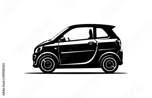 Black Smart Car SVG Illustration