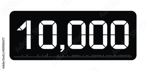 A digital display showing the number 10,000 on a black background with a white border