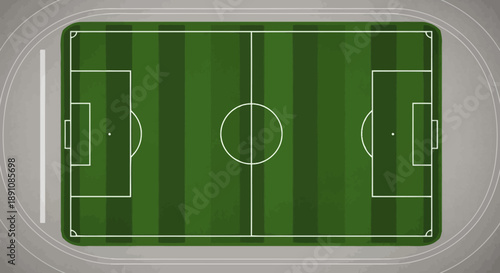 Football Soccer Field and Running Track Top View Illustration