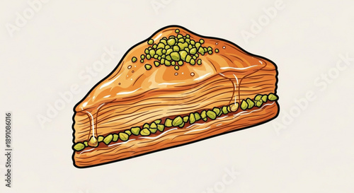 A delicious slice of savory pie filled with green peas on a flaky crust perfect for food illustrations and culinary designs