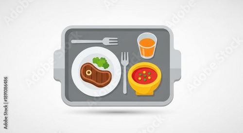 Delicious healthy meal in a lunch box with meat vegetables and drink ready to eat