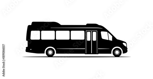 Black Minibus Vector Illustration