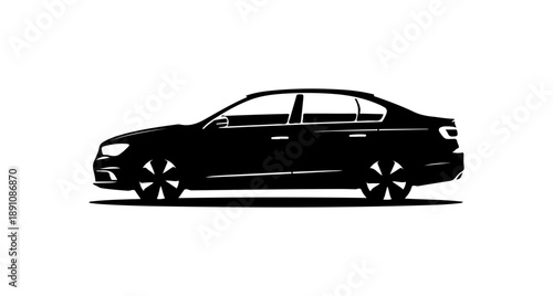 Black Sedan Car Vector Illustration