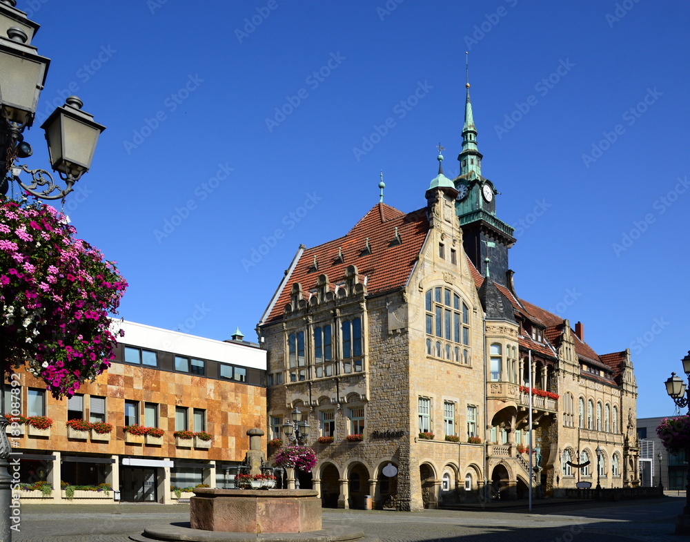 Fototapeta premium Historical Market Square in the Old Town of Bückeburg, Lower Saxony