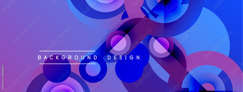 Fototapeta premium Abstract purple, blue gradients. Overlapping circles create dynamic visual effect. Modern design elements present.