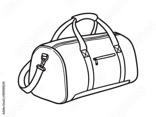 Illustrated Gym Bag Line Art for Sports