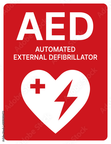 Red AED Emergency Defibrillator Sign for Medical Safety Compliance
