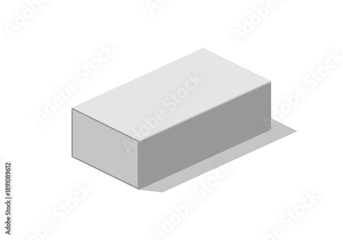 Isometric 3D illustration of a rectangular box casting a shadow on a plain surface