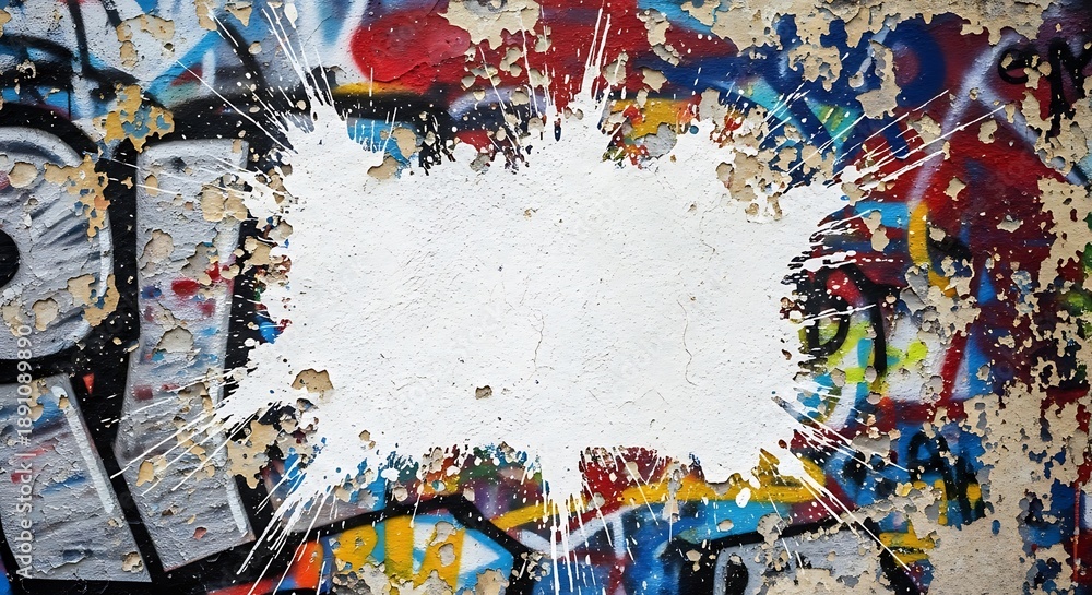 Fototapeta premium Vibrant graffiti background with white splash