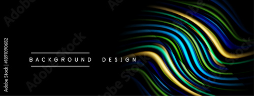 Abstract waves, vibrant colors, dark background. Modern design element, flowing lines create dynamic visual impact.