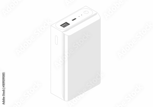 A sleek portable power bank with digital display on a clean white background viewed from a slight angle