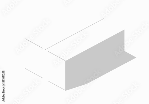 A 3D illustration of a white rectangular prism casting a shadow on a clean surface viewed from a high angle