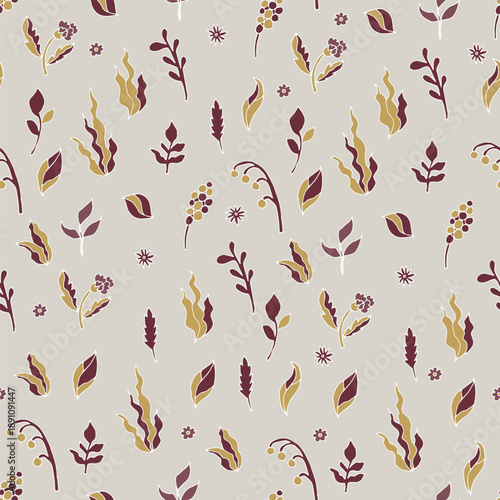 Autumn Cottage Botanical Toss Pattern